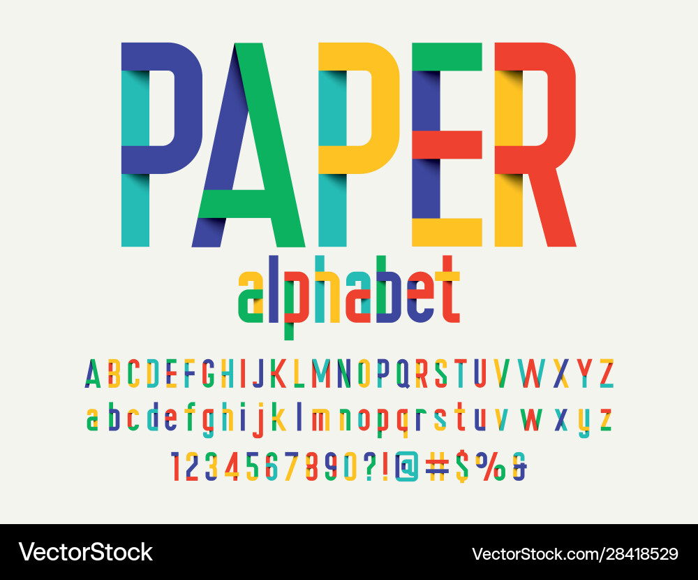 Papier falten Schriftart Papier falten Schriftart vektorbild