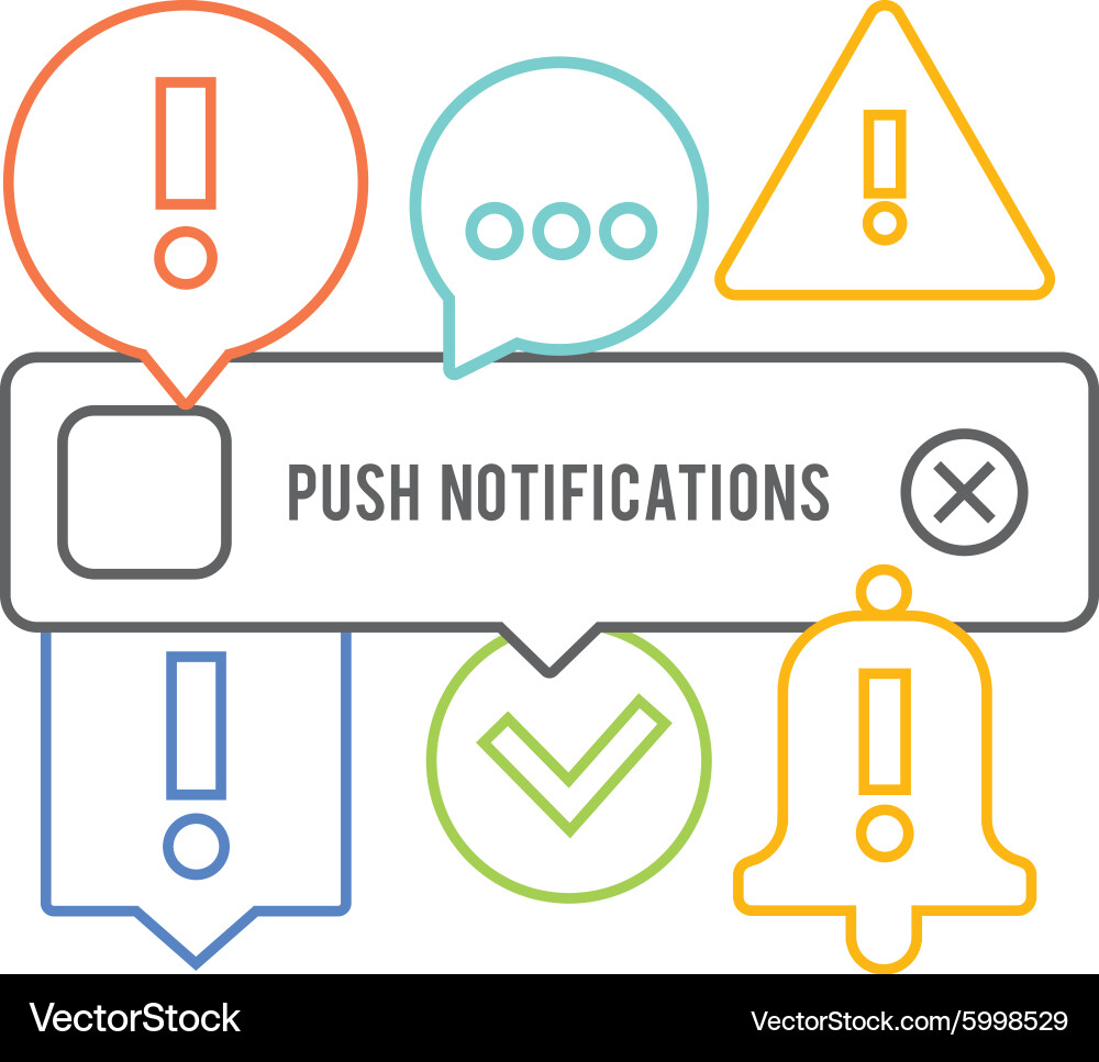 Push notifications linear elements set background vector image
