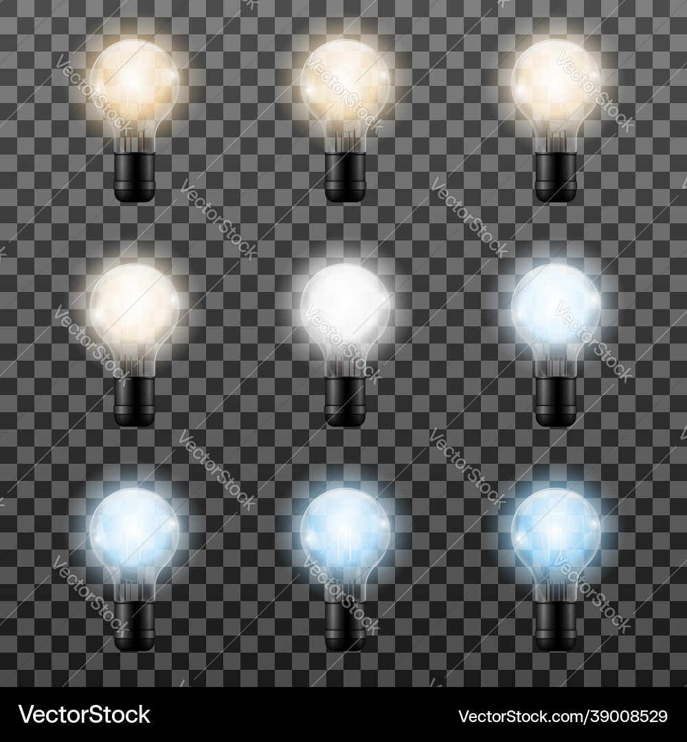 Realistic lightbulb different color temperature Vector Image