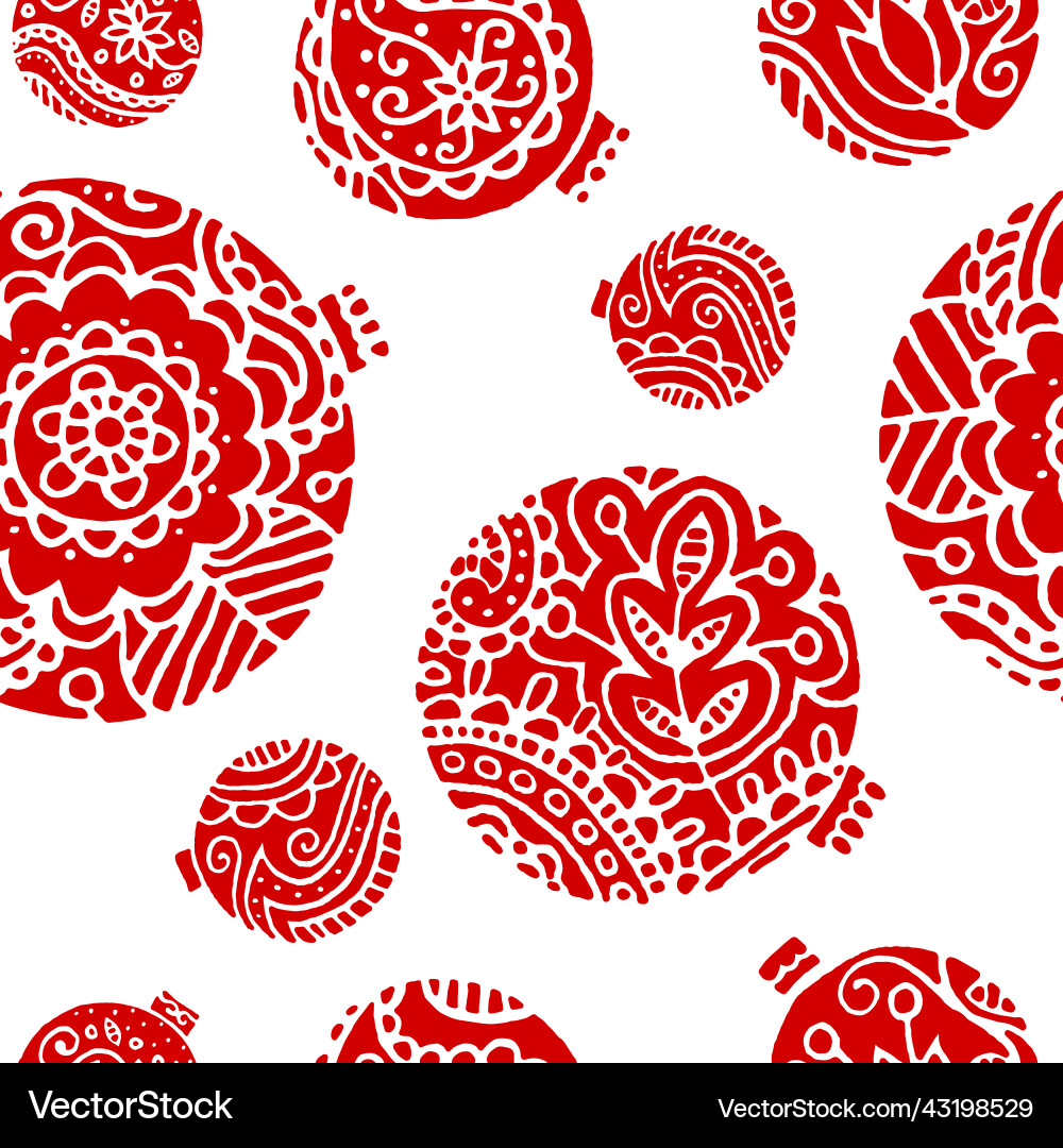 Red christmas decor seamless pattern bright Red christmas decor seamless pattern bright vector image