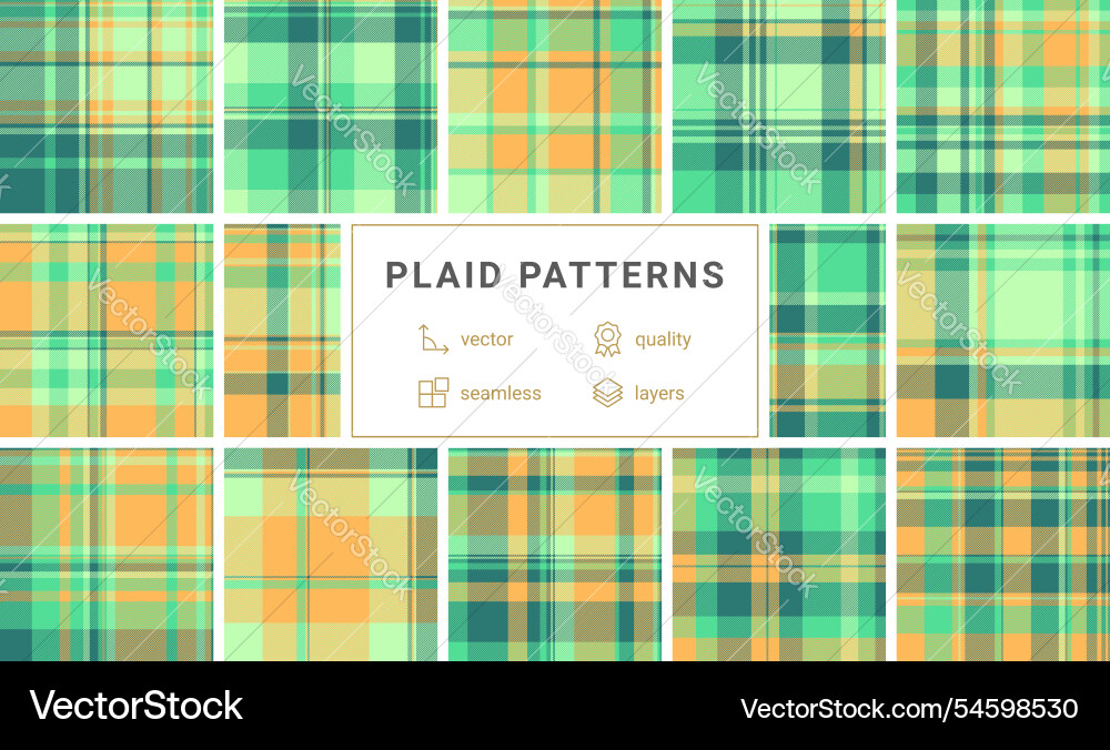 A collection of plaid patterns with colorful Vector Image