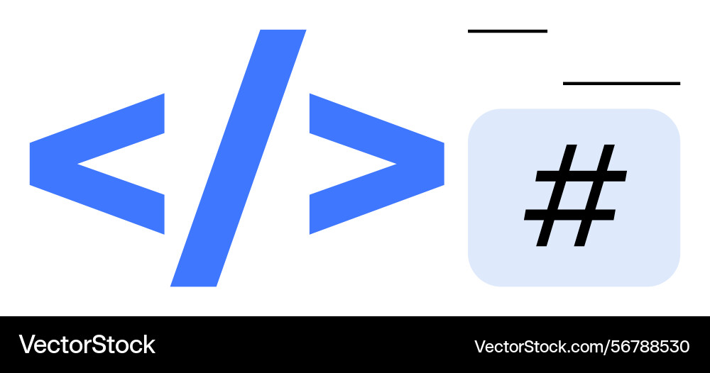 Blue coding brackets and metadata tag symbol Vector Image