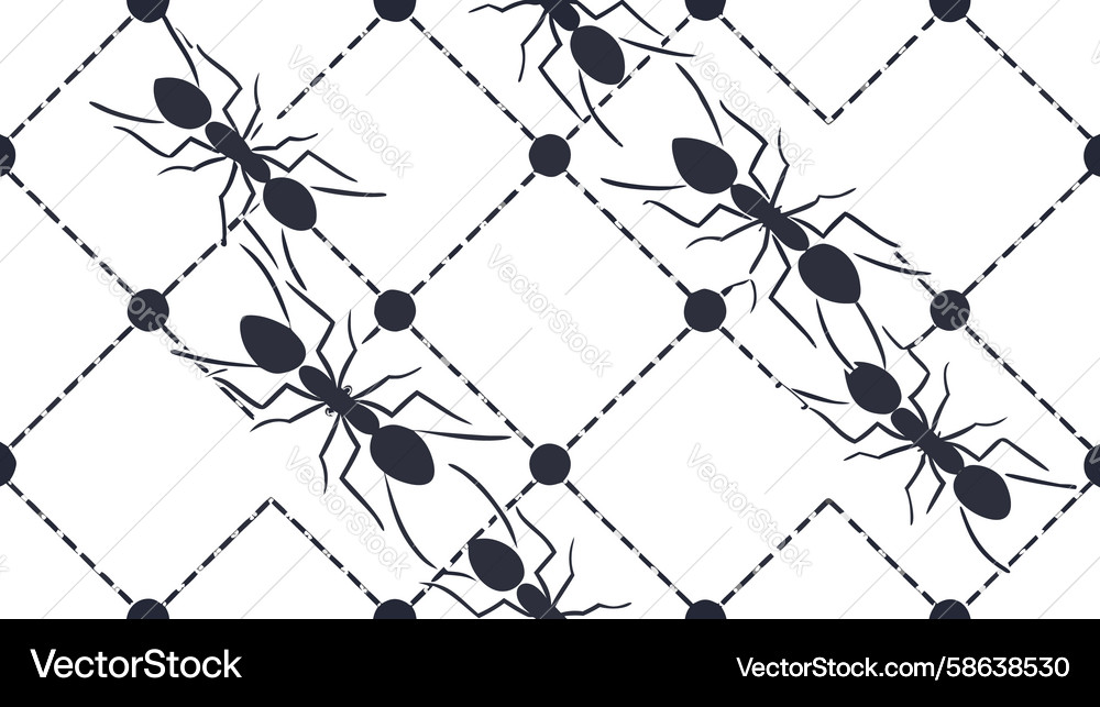 Geometric ant pattern on grid unique seamless Vector Image