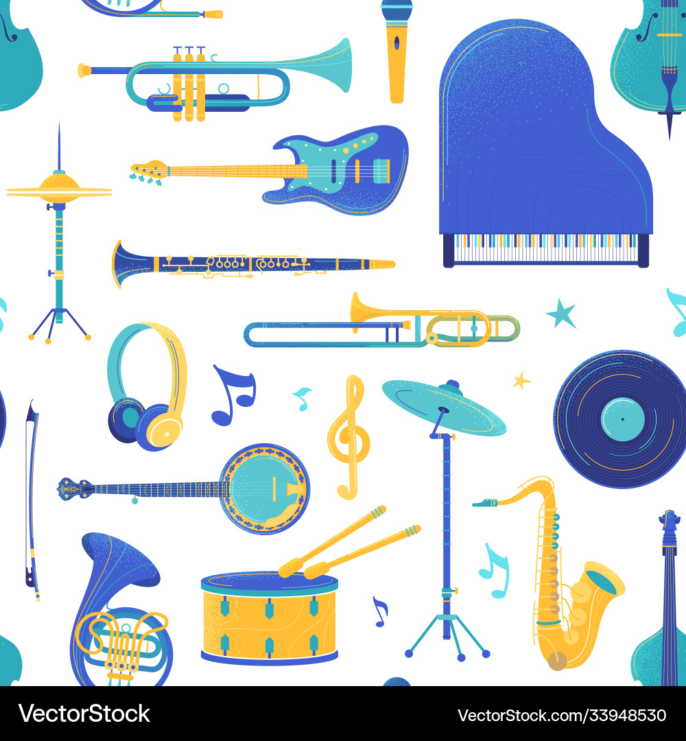 Musical Instruments Pattern Vector Image