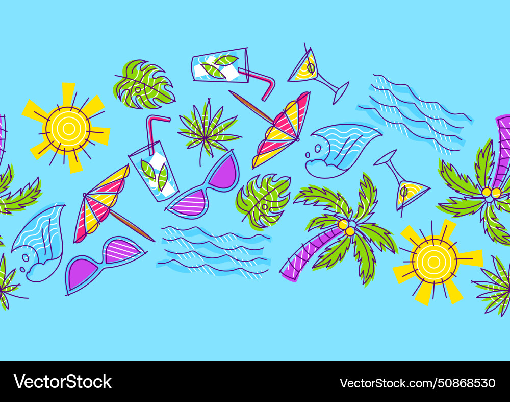 Pattern with summer items stylized beach objects Vector Image
