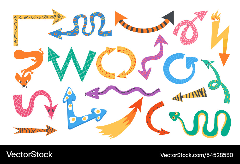 Playful arrows patterned funny pointers different Playful arrows patterned funny pointers different vector image
