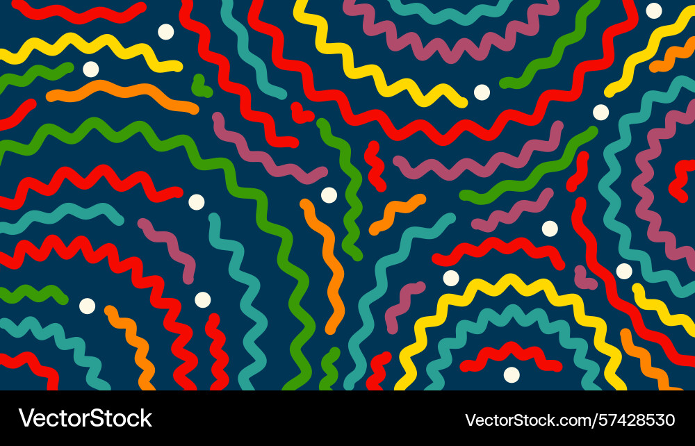 Rainbow concentric squiggle background Vector Image