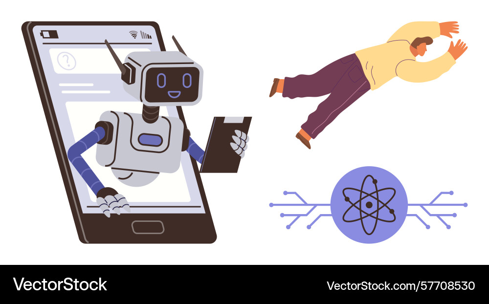 Robotics in mobile devices supporting human Robotics in mobile devices supporting human vector image