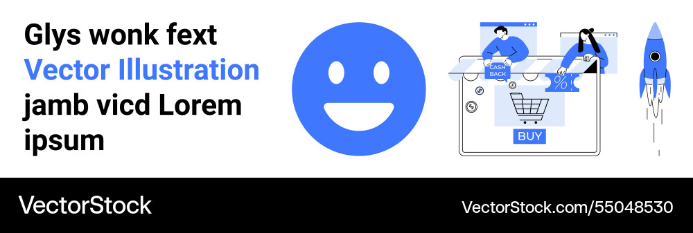 Smiling face and e-commerce transactions Vector Image