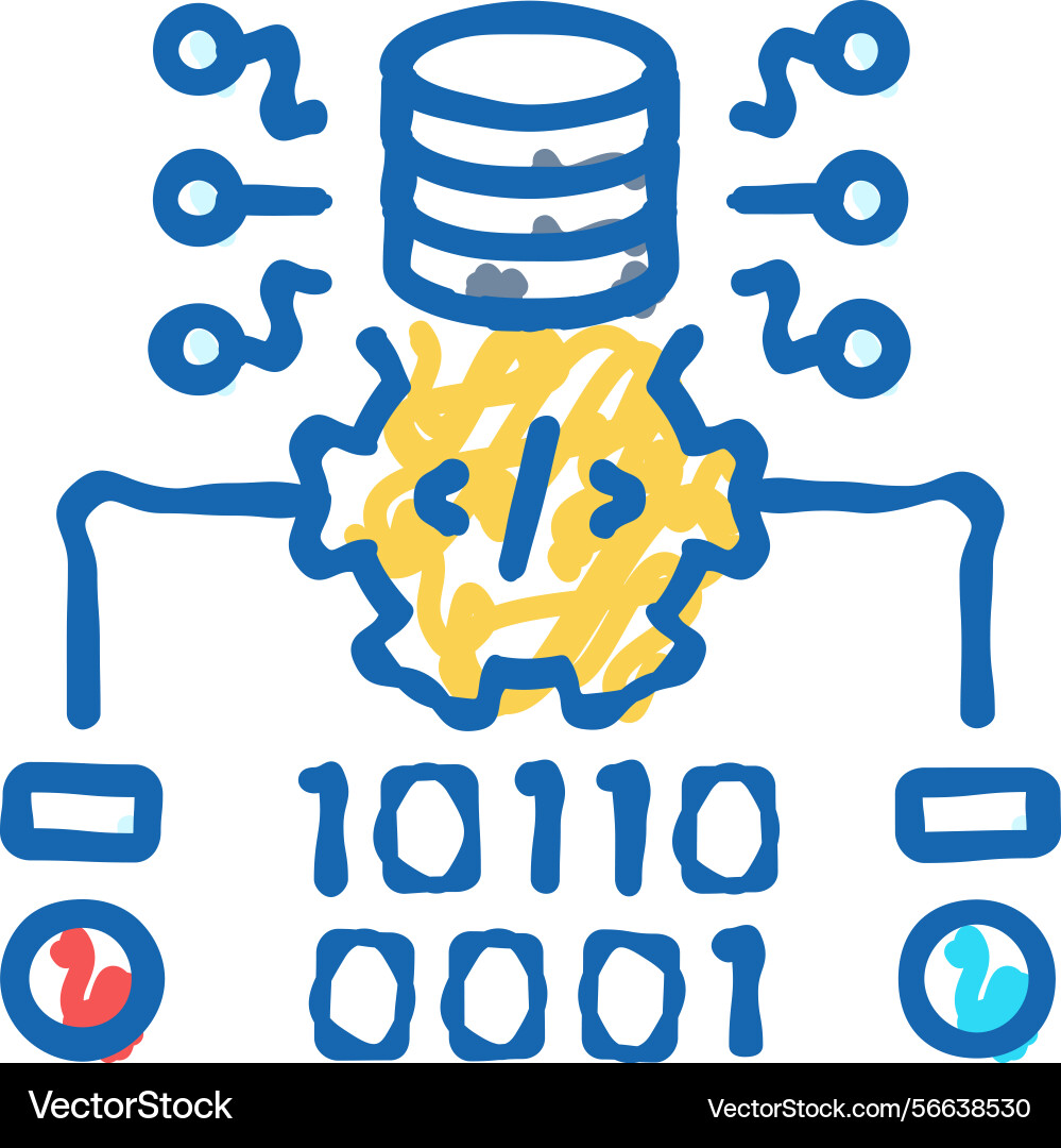Source code management icon doodle Source code management icon doodle vector image
