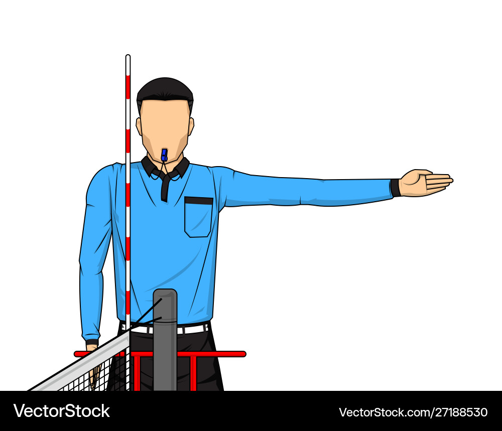 Volleyball referee gives sign who score point Vector Image
