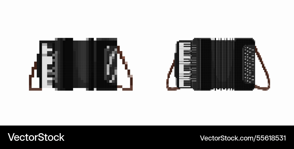 Black accordion with keyboard and buttons on each Vector Image