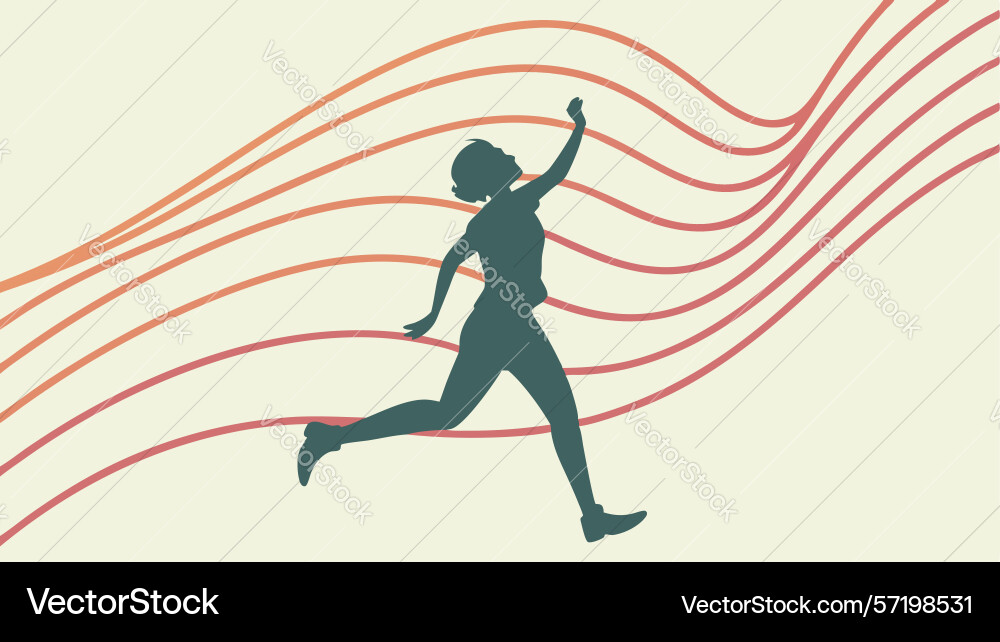 Dynamic runner on abstract flowing path design Vector Image