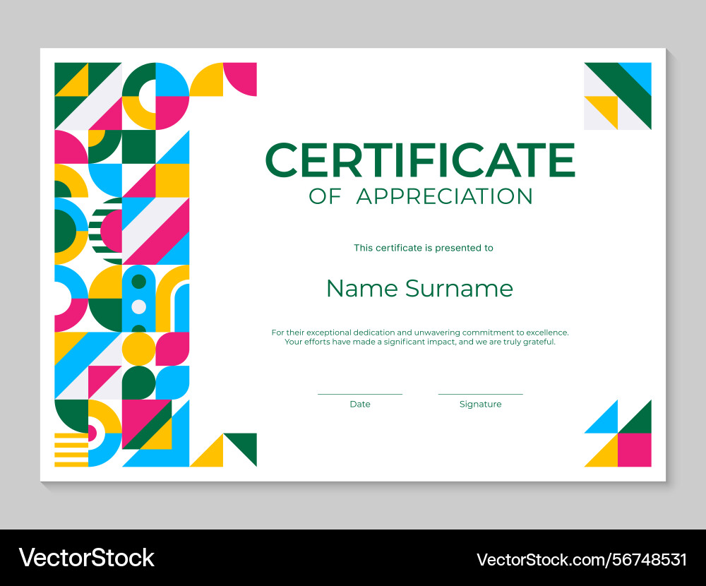 Horizontal certificate template geometric pattern Horizontal certificate template geometric pattern vector image