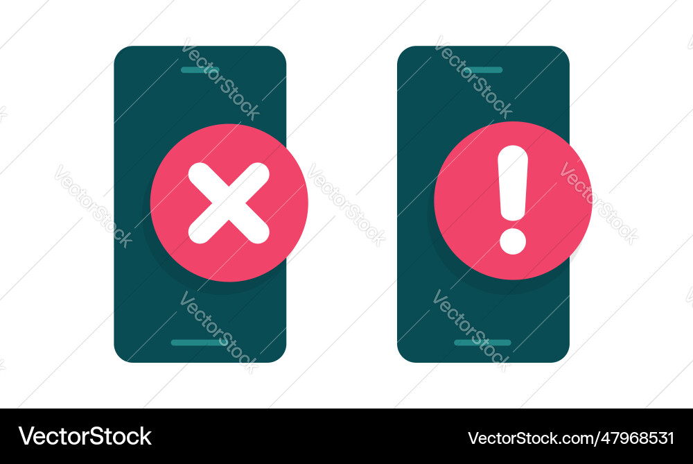 Mobile cell phone security system error failure vector image