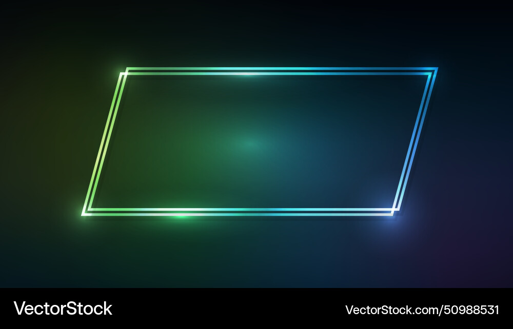 Neon double quadrangle frame Royalty Free Vector Image