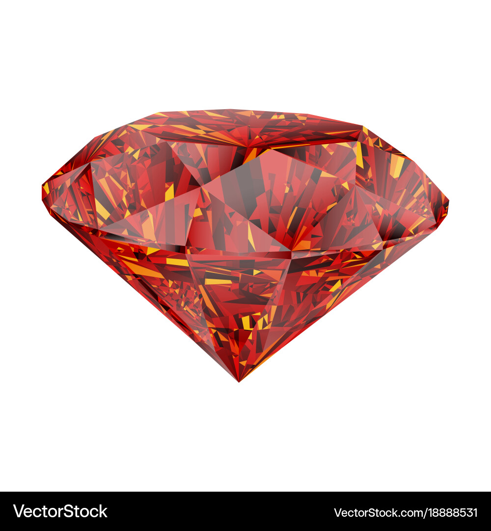 Realistic red ruby isolated on white background Vector Image