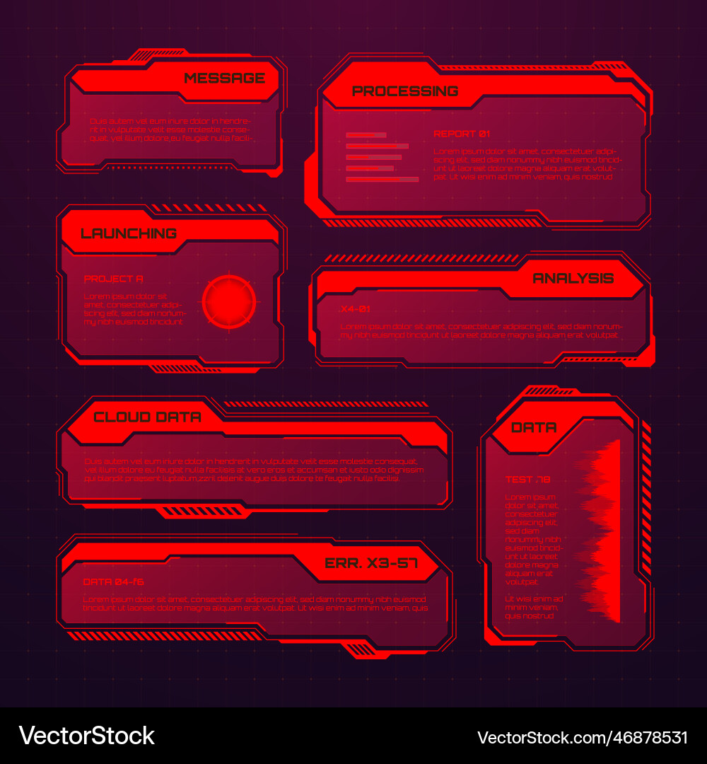 Red futuristic hud or ui elements sci-fi user Vector Image