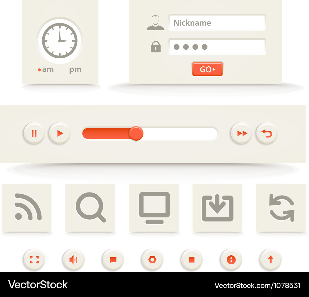 Web Player Controls Interface vector image