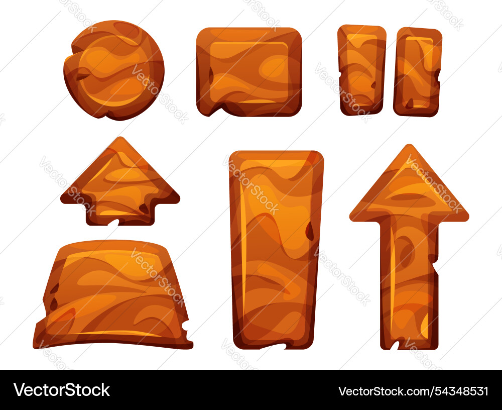 Wooden buttons and arrows for game interface Wooden buttons and arrows for game interface vector image