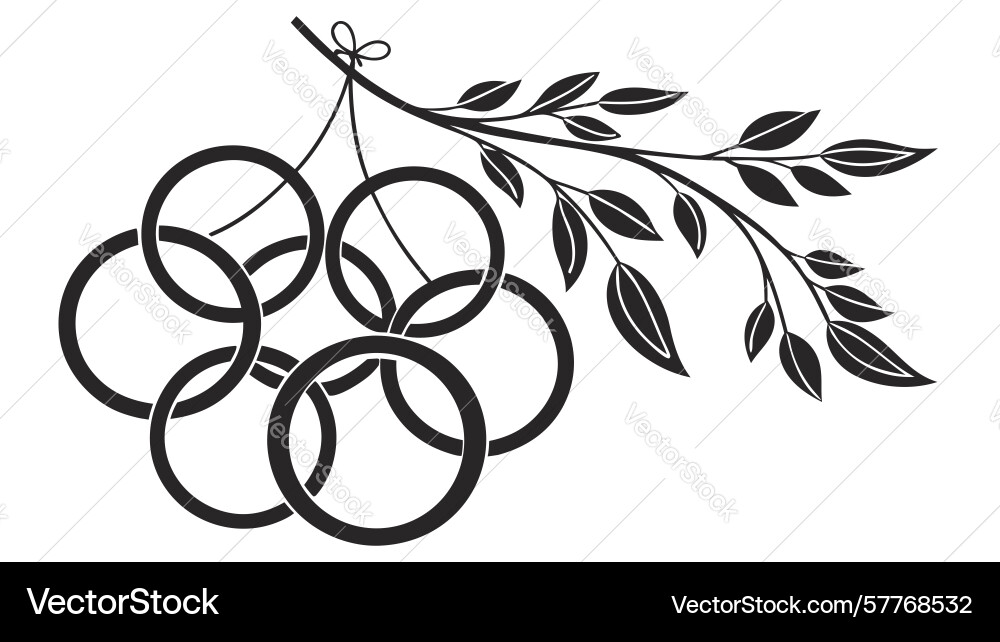 Decorative interlocking rings on branch element Vector Image