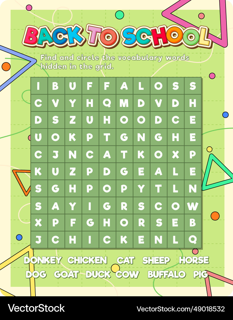 Find hidden words a logic game for learning Vector Image