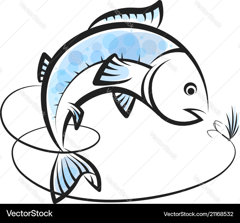 Fishing Line and Fish Vector Image