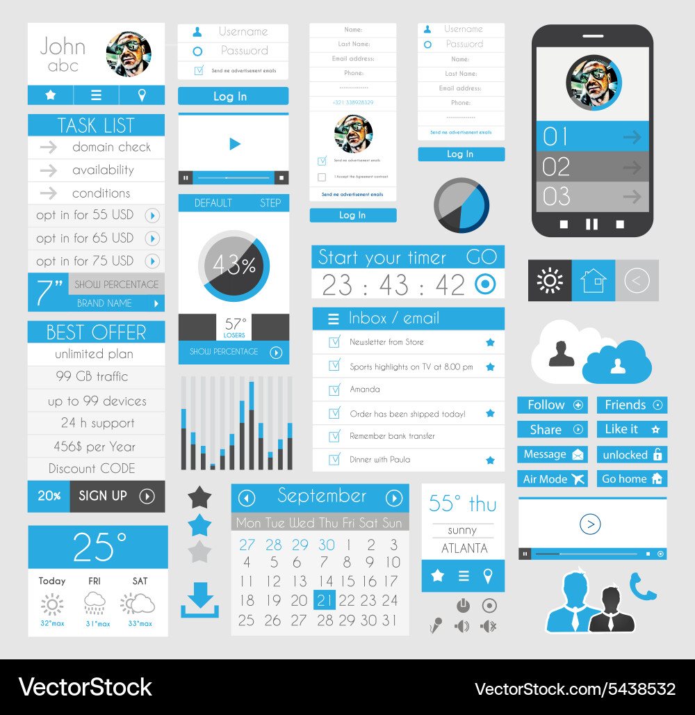 Flat UI Elements - Web & Presentation vector image