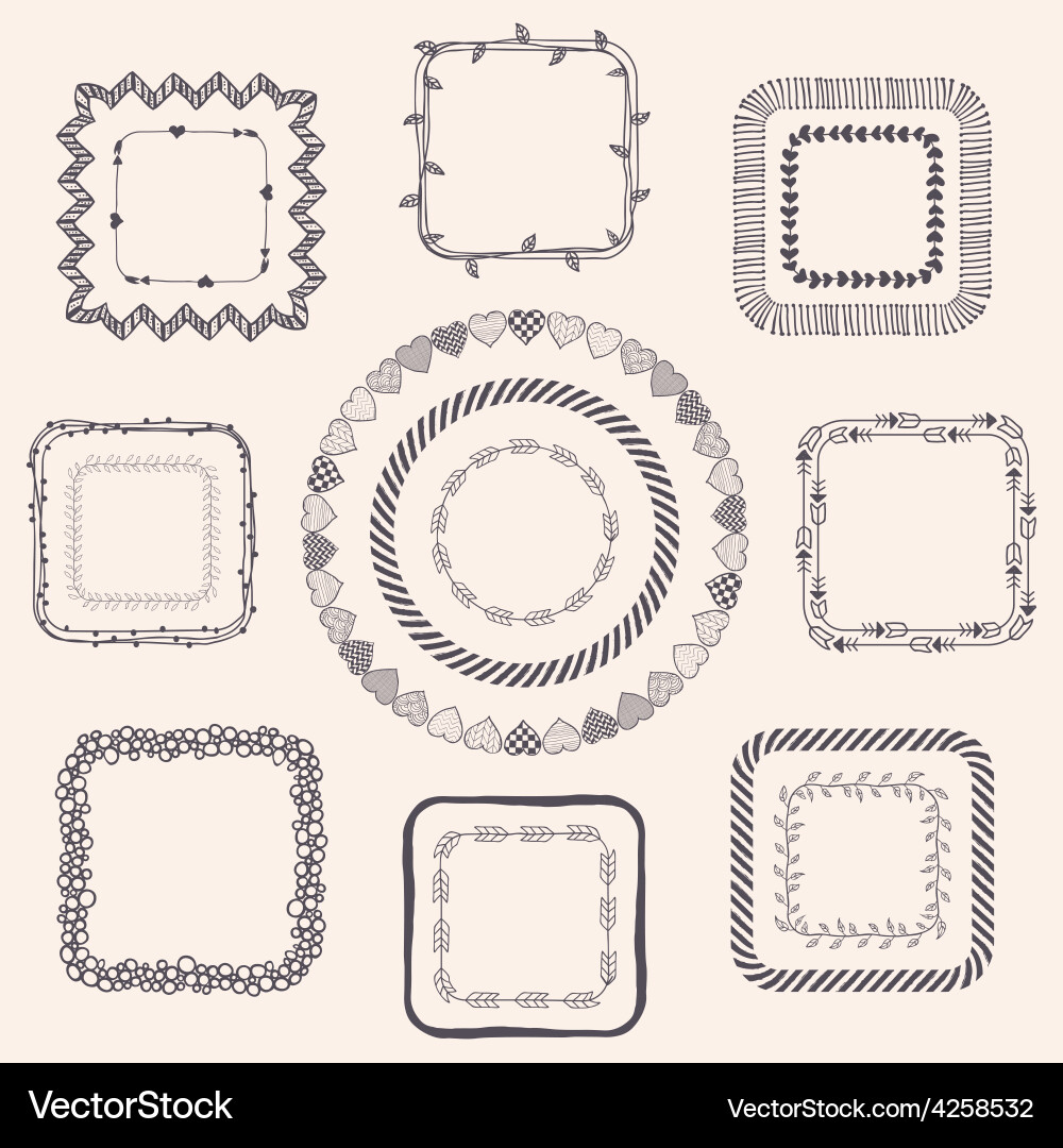 Handsketched doodle frames design elements Vector Image