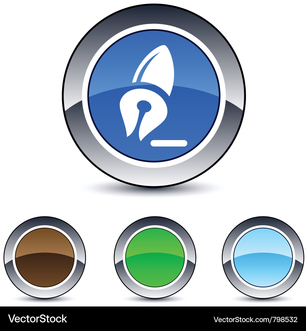 Pen round button Vector Image