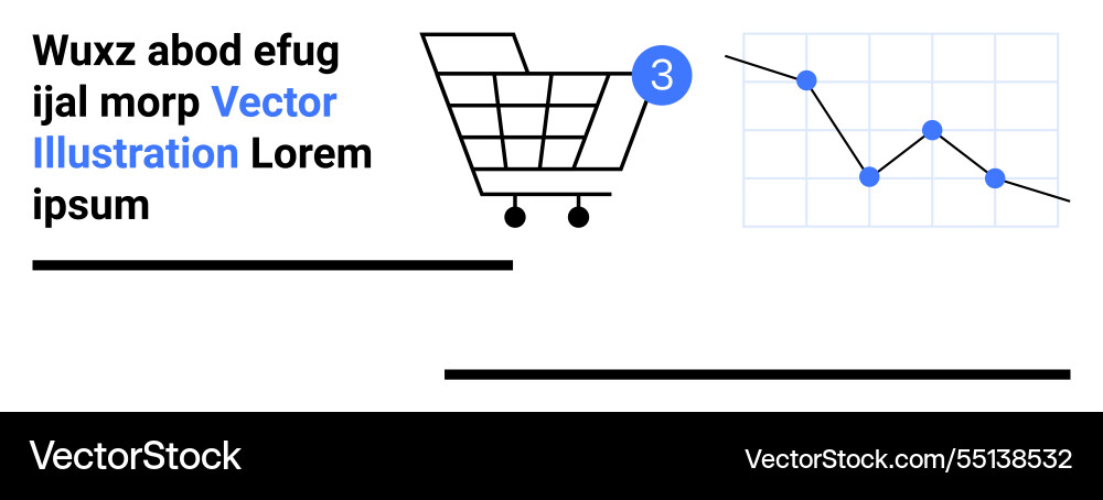 Shopping cart with sales graph and lorem ipsum Vector Image