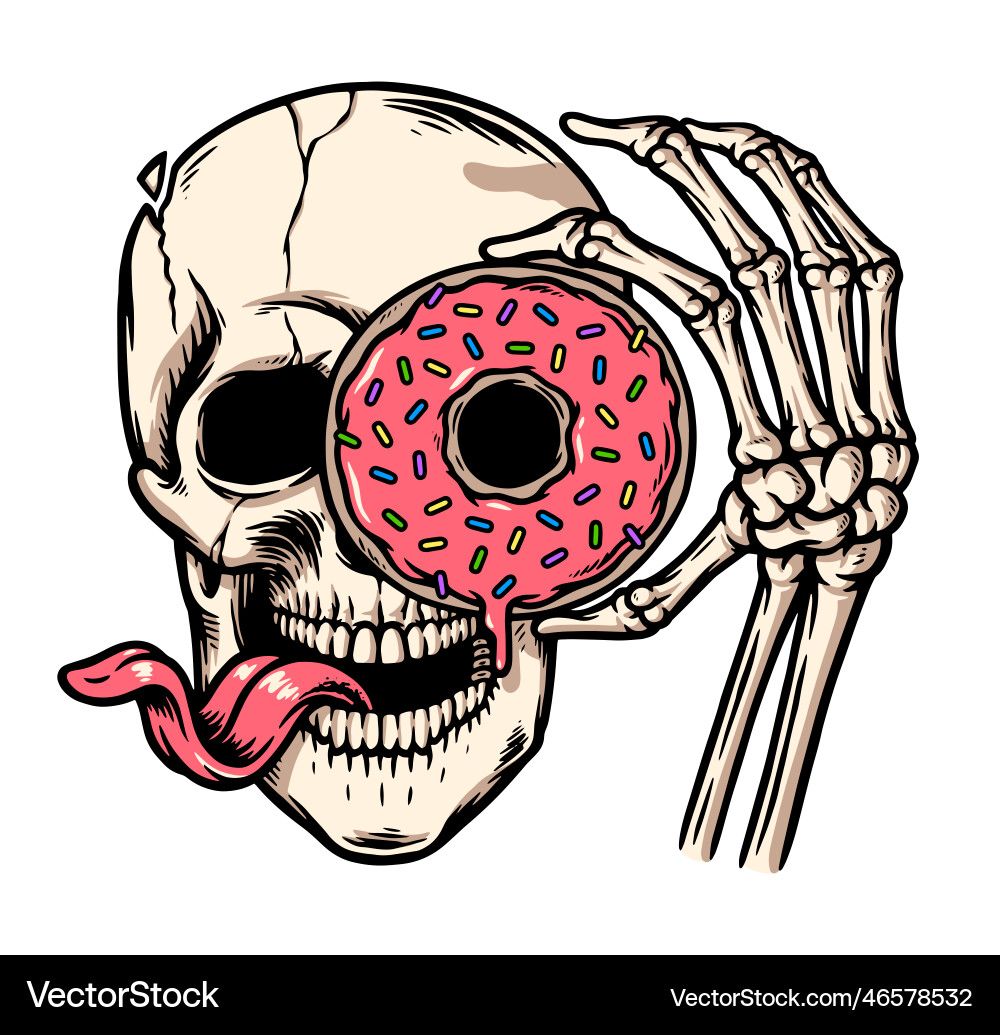 Skull with Donut Face Vector Image
