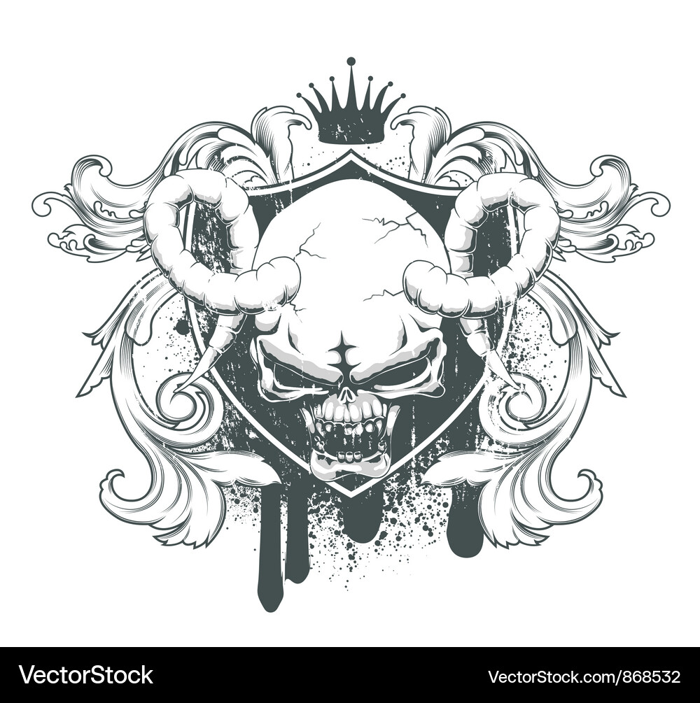 Skull with floral Vector Image
