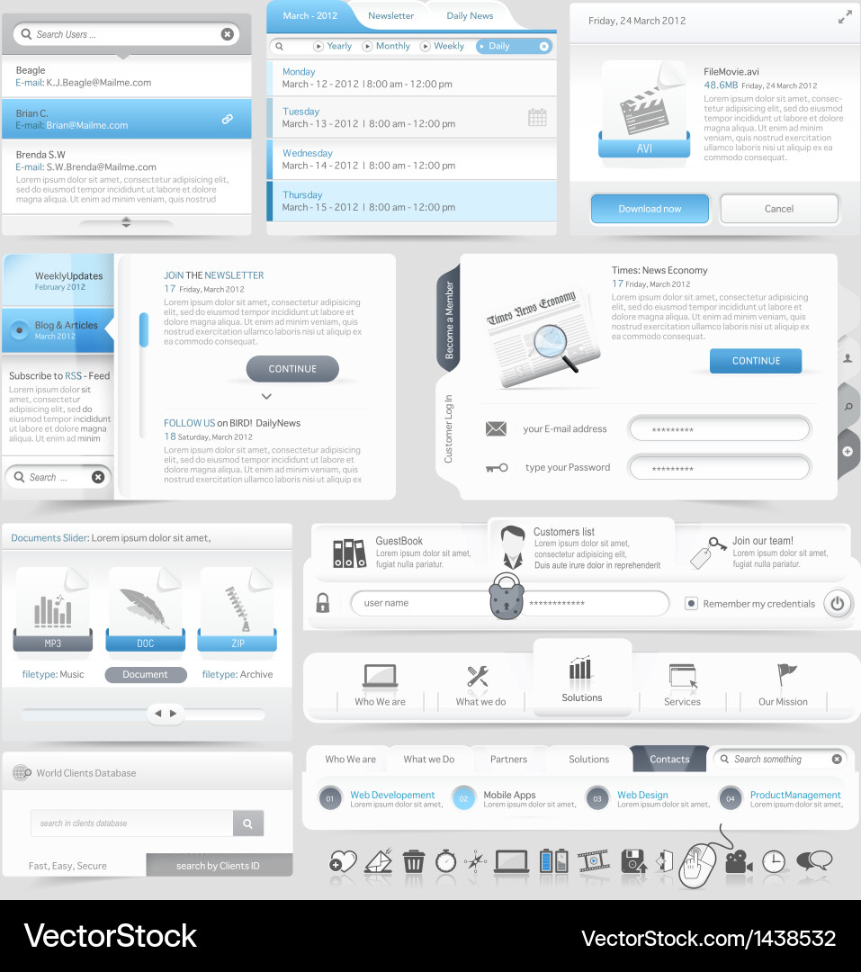 Website Menu Icons Navigation vector image