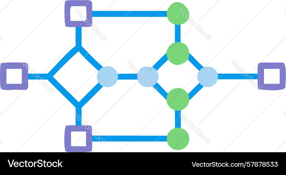 Abstract network of squares and nodes design Vector Image