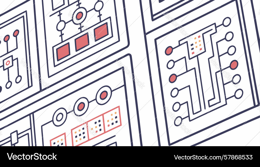 Circuit board blueprint pattern design generative Vector Image