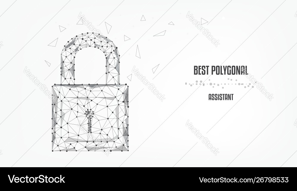 Closed lock from triangles and luminous points Closed lock from triangles and luminous points vector image