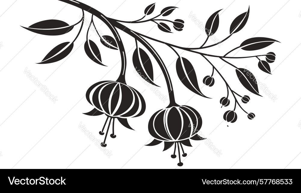Dark fuchsia flowers on branch design generative Vector Image
