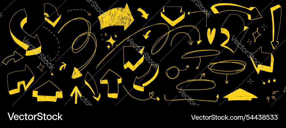 Scribble Arrow Set - Dynamic Lines vector image