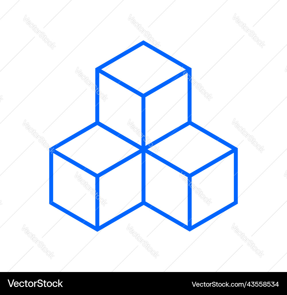 3D Cube Block Icon vector image