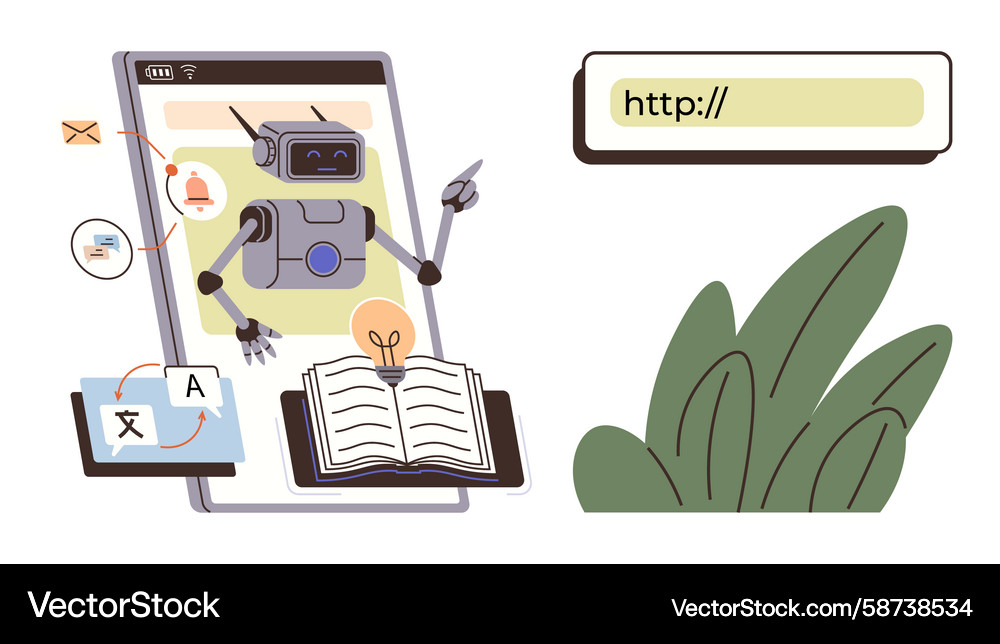 AI Robot Language Assistant Vector Image