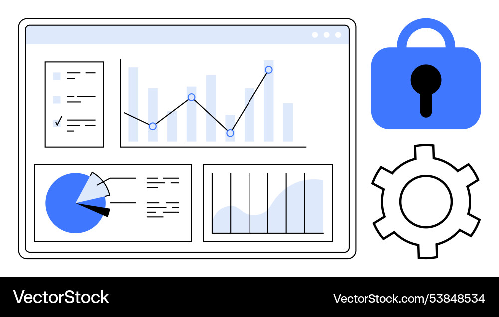 Data analytics dashboard with security Data analytics dashboard with security vector image