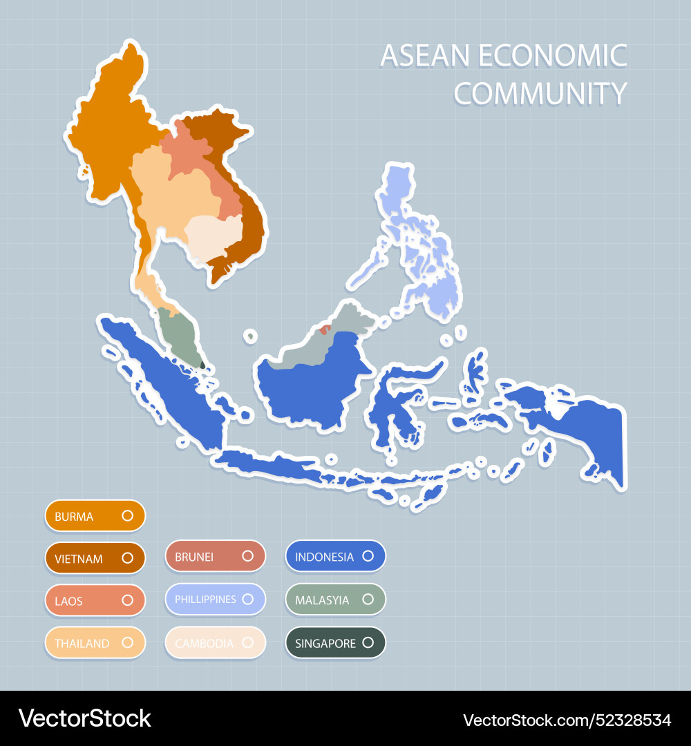 Flat design asean map Vector Image
