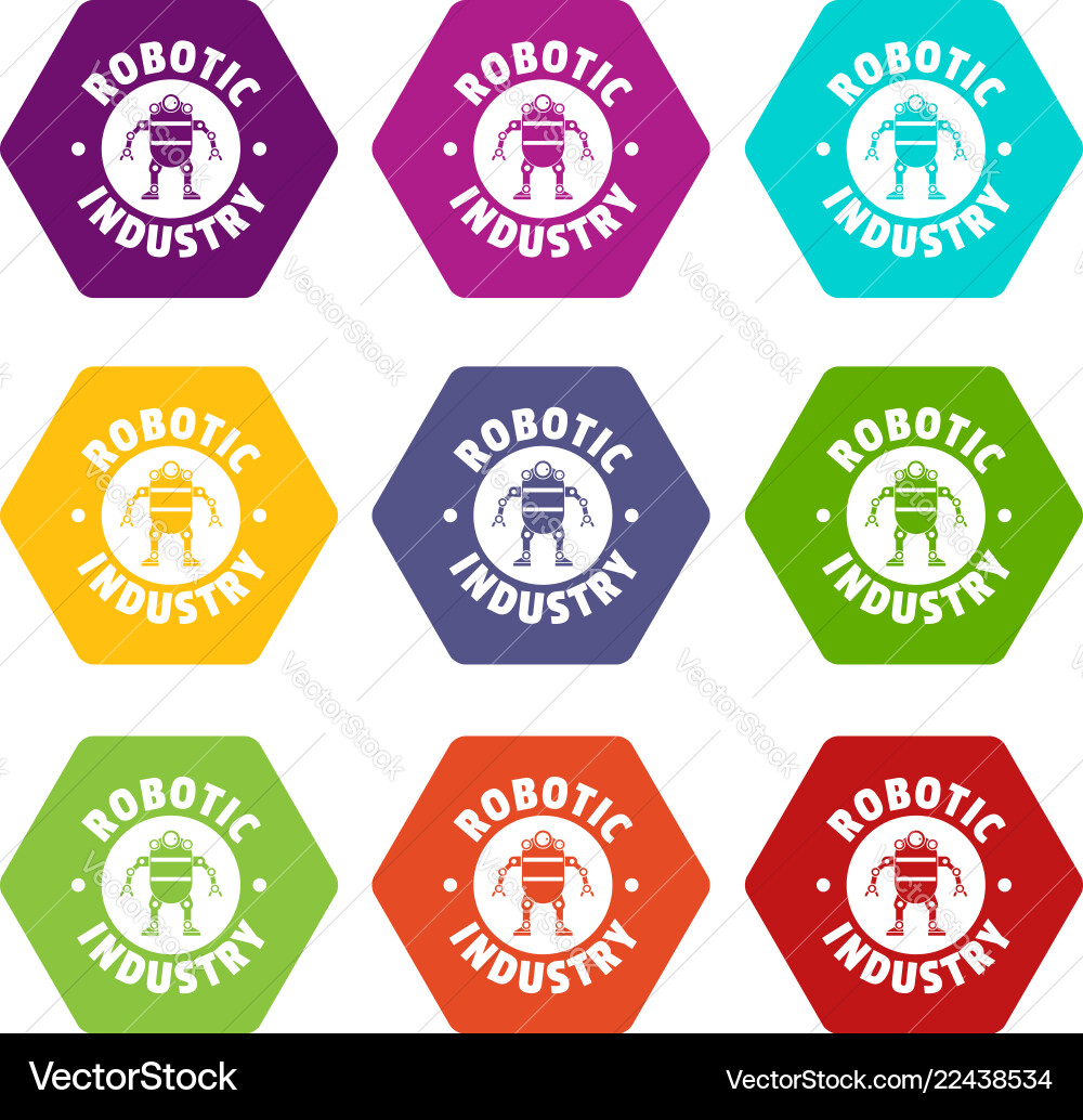 Robot machine icons set 9 vector image
