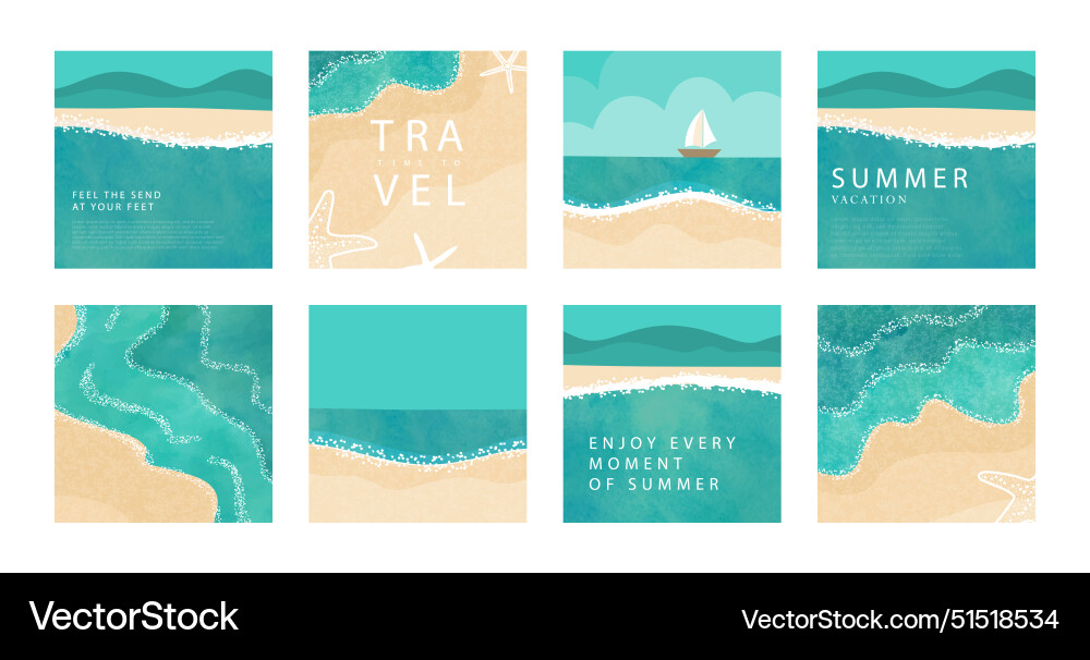 Set of summer minimalistic posters Vector Image