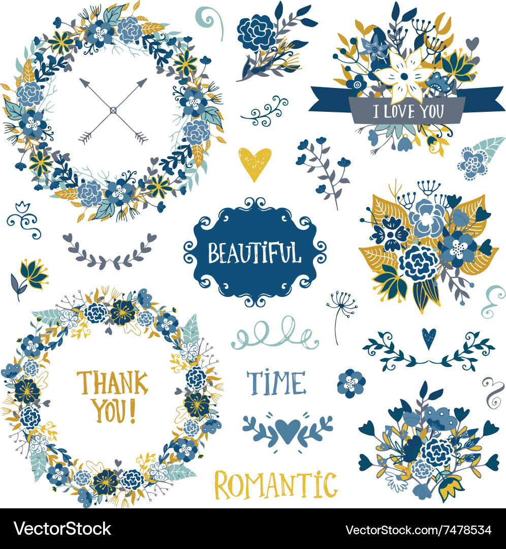 Wedding vintage elements collection Royalty Free Vector