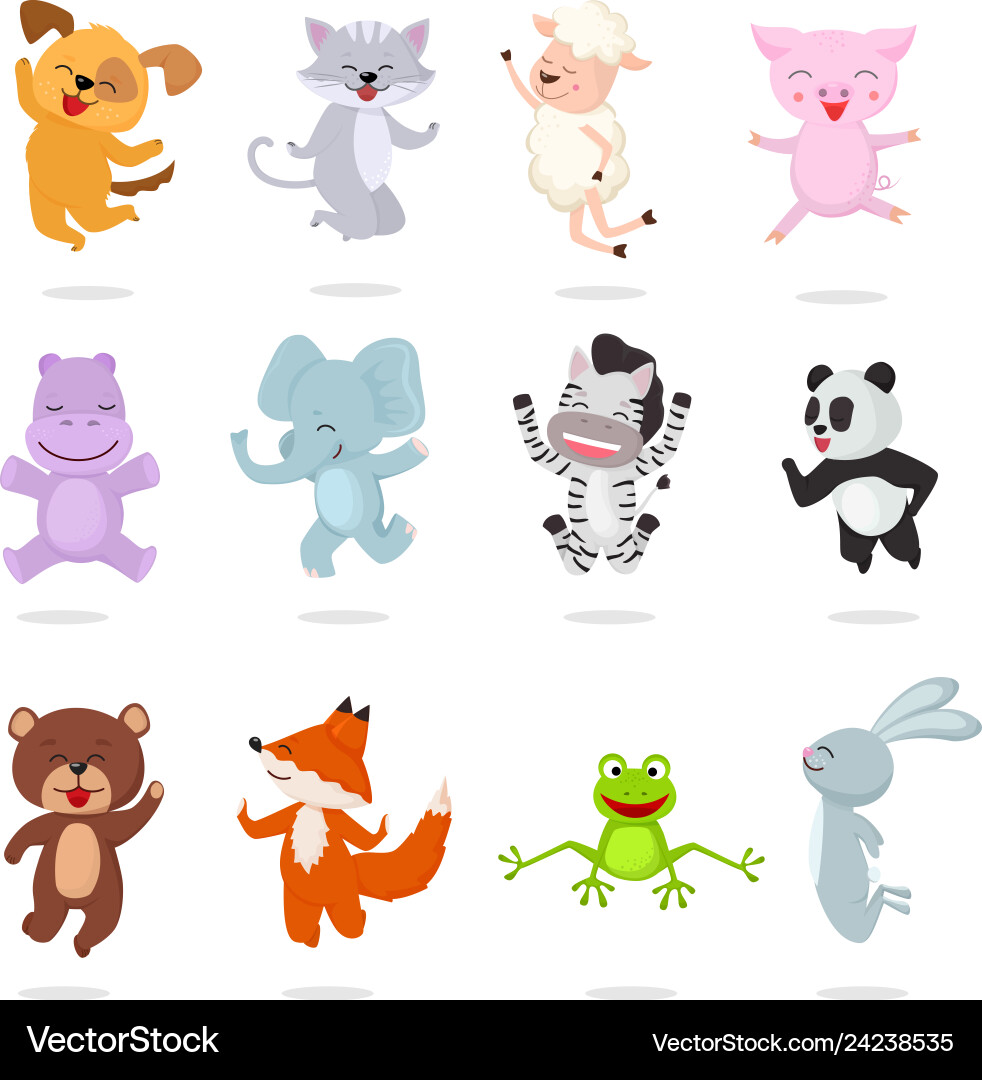 Cute Cartoon Animals - Kids Set vector image
