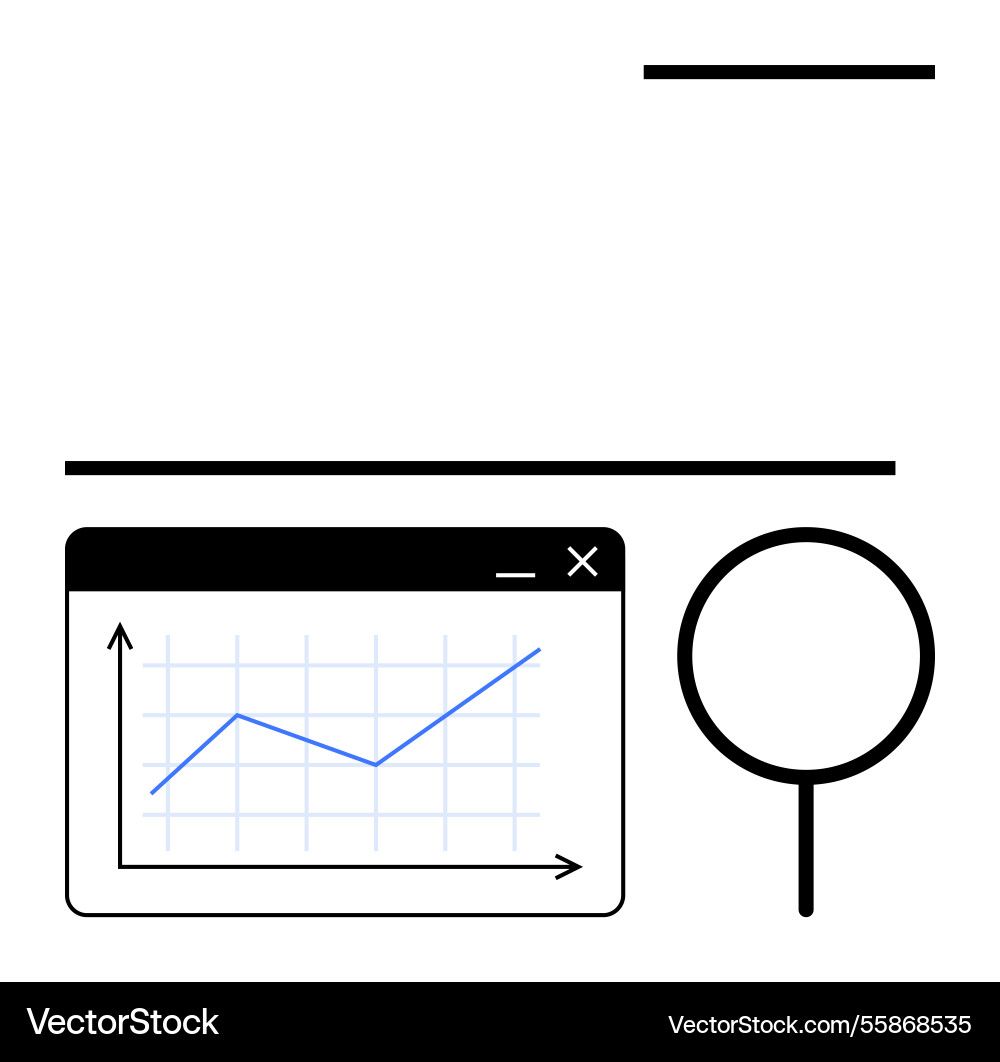 Data analysis with line chart and magnifying glass Data analysis with line chart and magnifying glass vector image