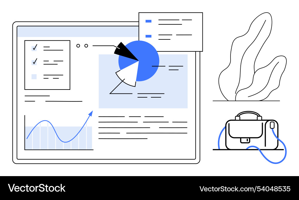 Data analytics dashboard with pie chart line Data analytics dashboard with pie chart line vector image