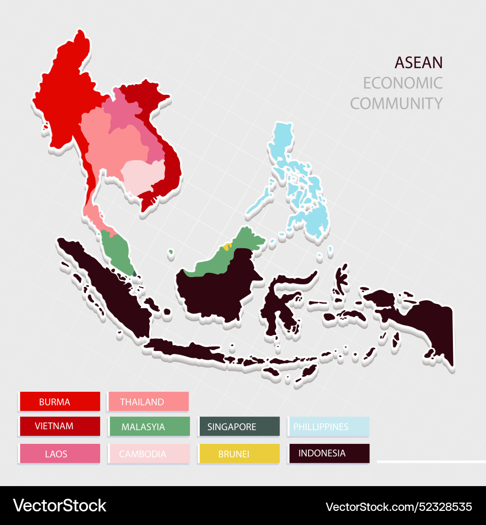 Flat design asean map Vector Image